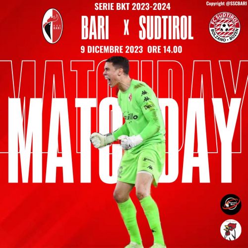 Per il Bari ci pensa sempre Di Cesare: 2-1 al Sudtirol (in 10) nel segno del capitano. Apre Sibilli