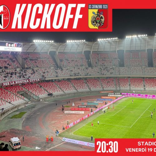 LIVE – La diretta minuto per minuto di Bari-Catanzaro 1-2 (30′ Pontisso, 48′ Antonini, 93′ Bellomo)