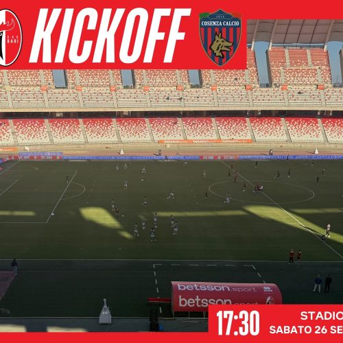 LIVE – La diretta minuto per minuto di Bari-Cosenza 1-0 (53′ Maggiore)